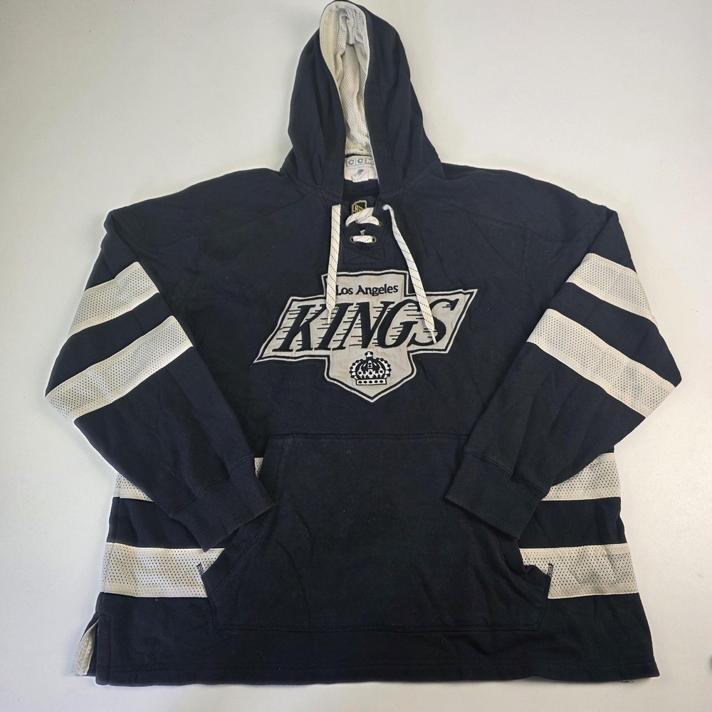 Los Angeles Kings Hoodie Sweatshirt Mens XL Black NHL Hockey CCM Lace Up